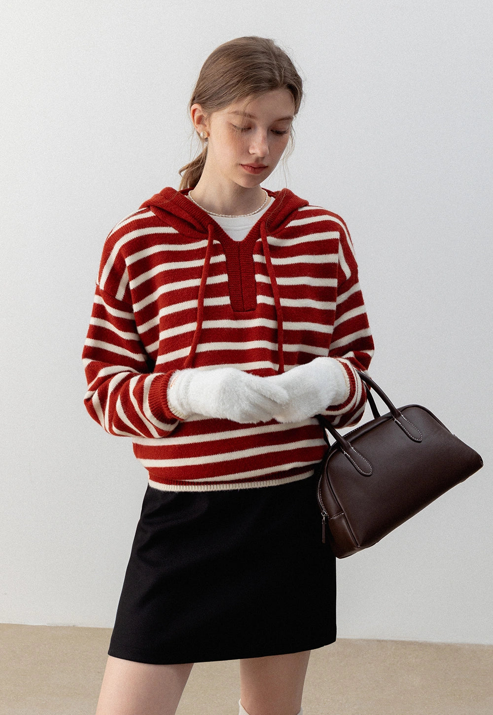 Women's Striped Hoodie Sweater