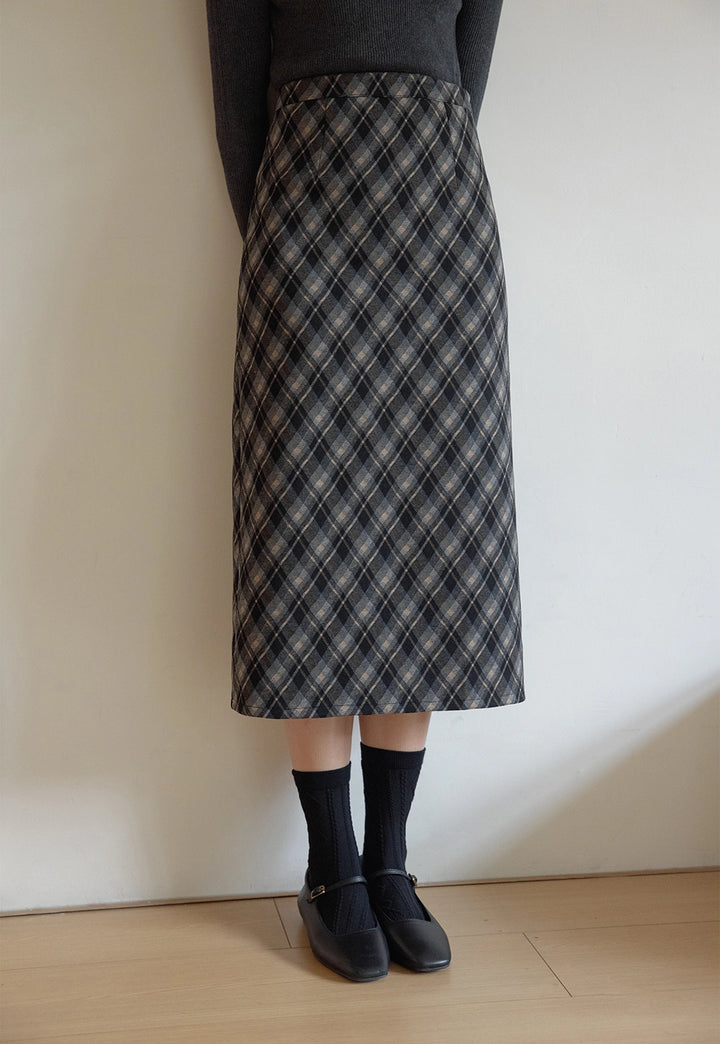 Women's Plaid A-Line Midi Skirt