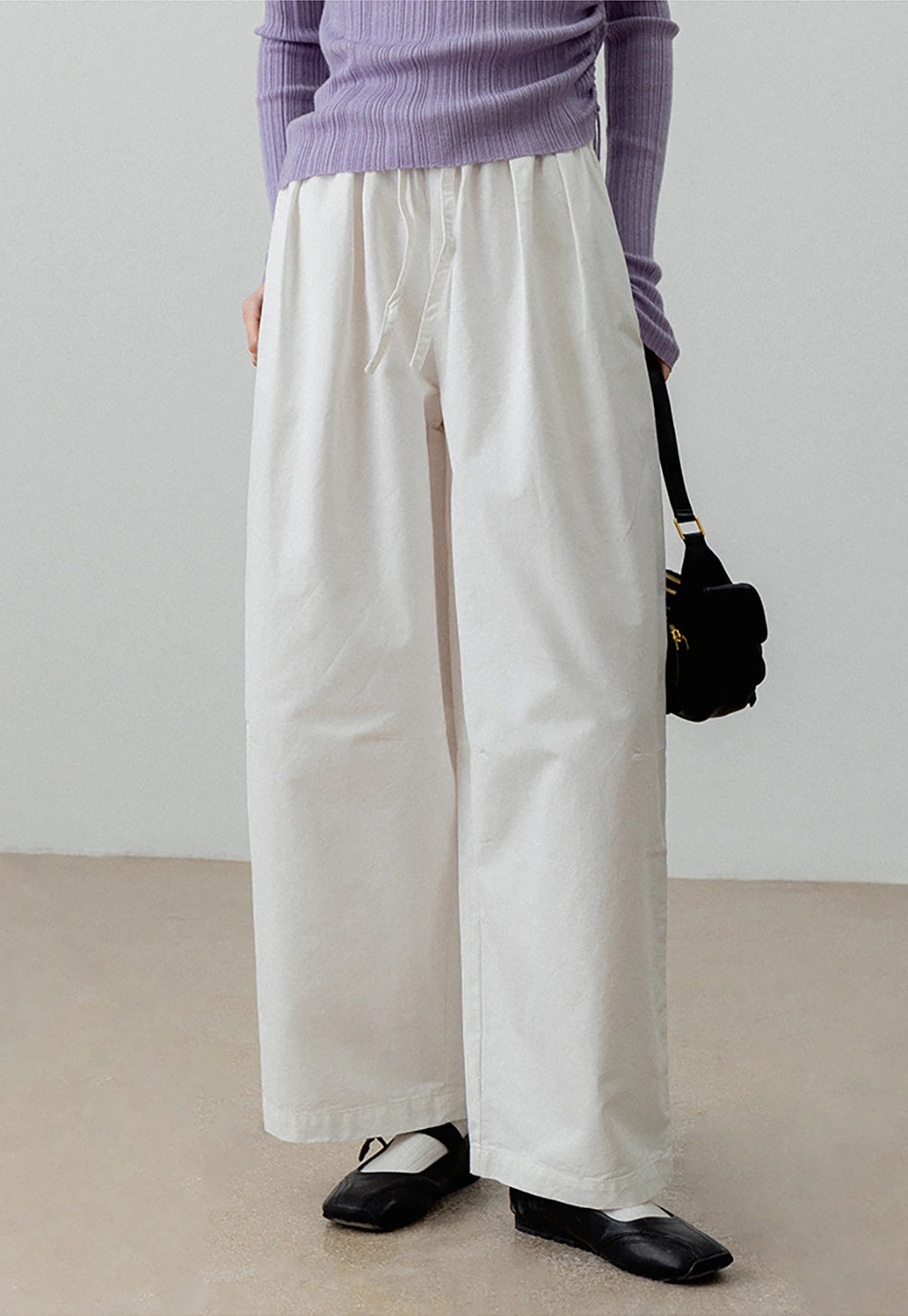 High-Waisted Wide-Leg Drawstring Pants