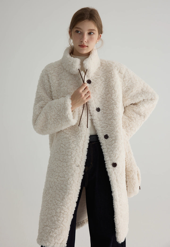 Toggle Button Shearling Long Coat