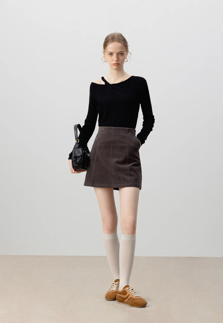 Women's A-Line Faux Suede Mini Skirt