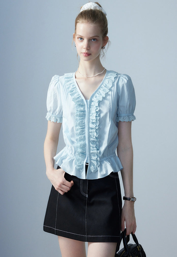 Women's Ruffled Lace Blouse