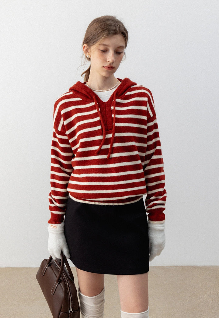 Women's Striped Hoodie Sweater