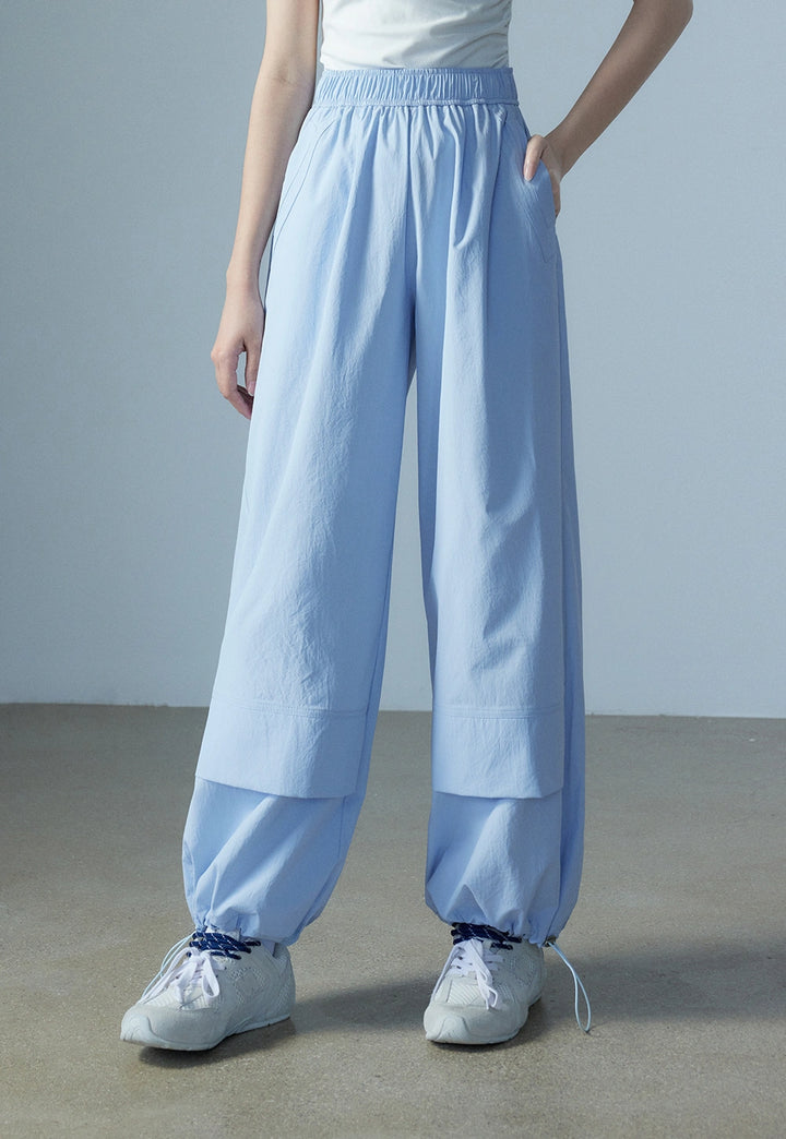 Pantaloni da donna con orlo con coulisse a gamba larga