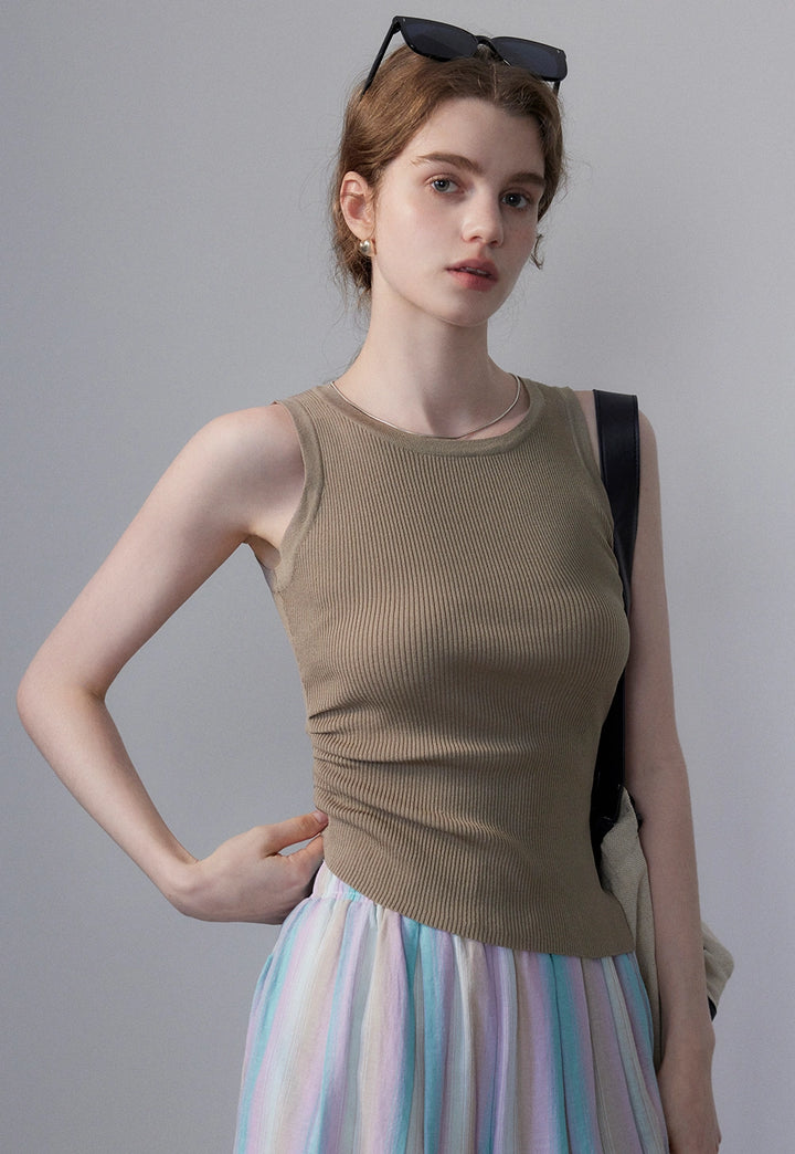 Women's Asymmetrical Ribbed Tank Top