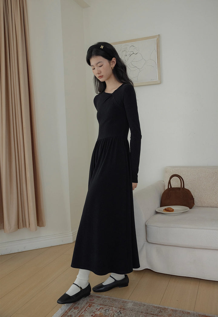 Women's Long-Sleeve Black Dress