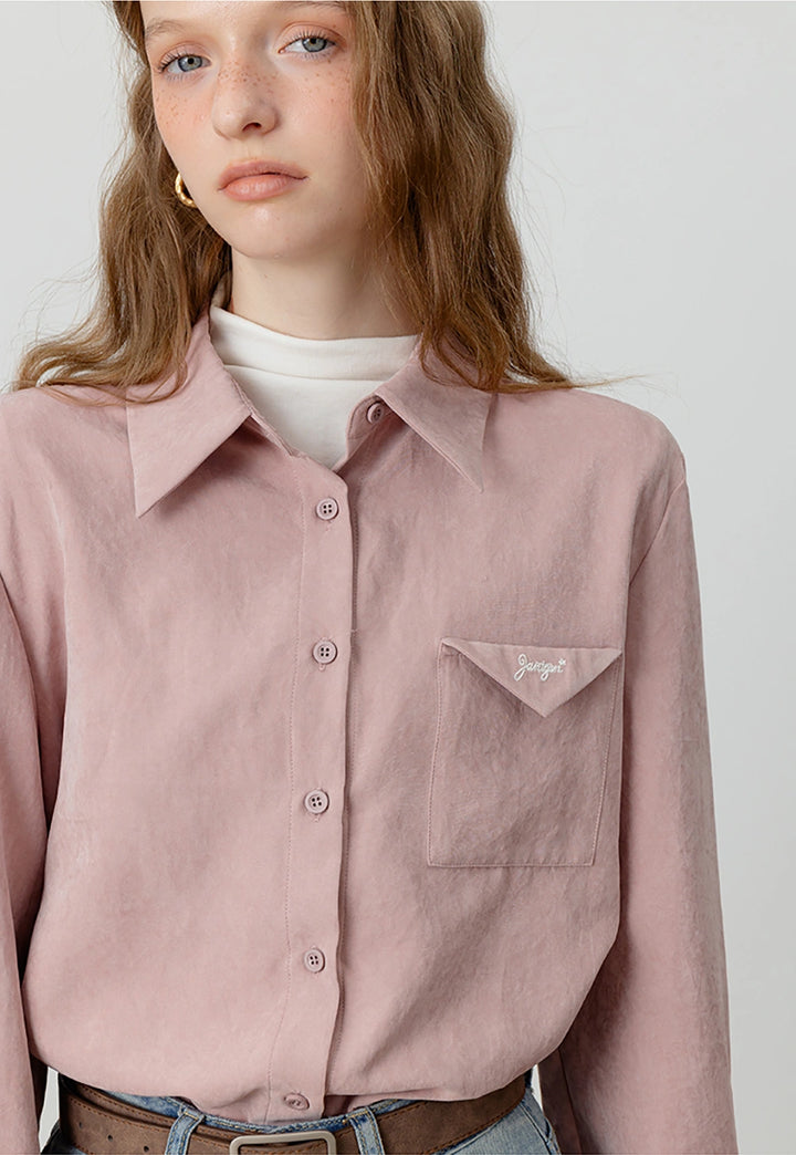 Women's Button-Up Shirt with Pocket Detail