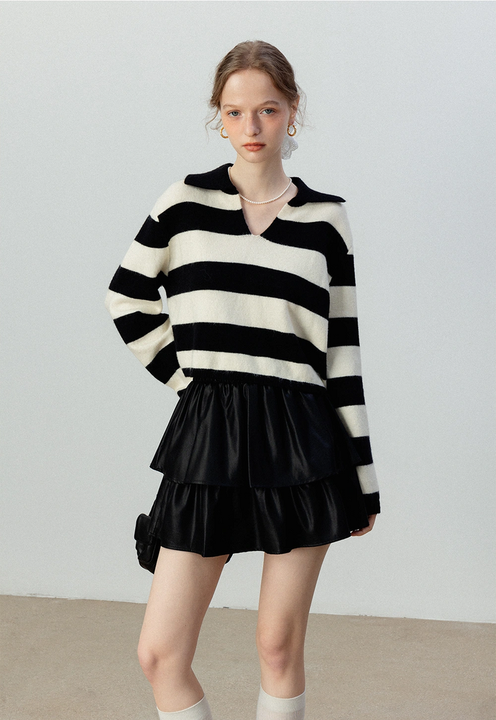 Striped V-Neck Sweater