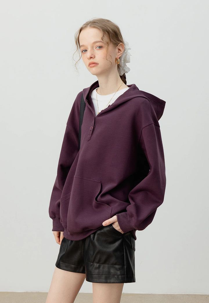 Women's Button-Up Hoodie – Oversized Pullover Sweatshirt