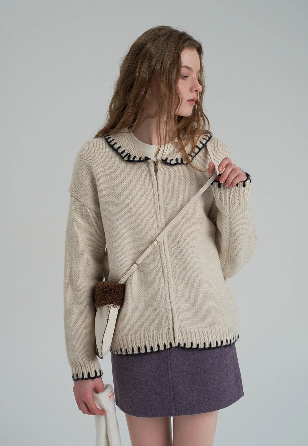 Women's Collared Zip-Up Sweater Cardigan