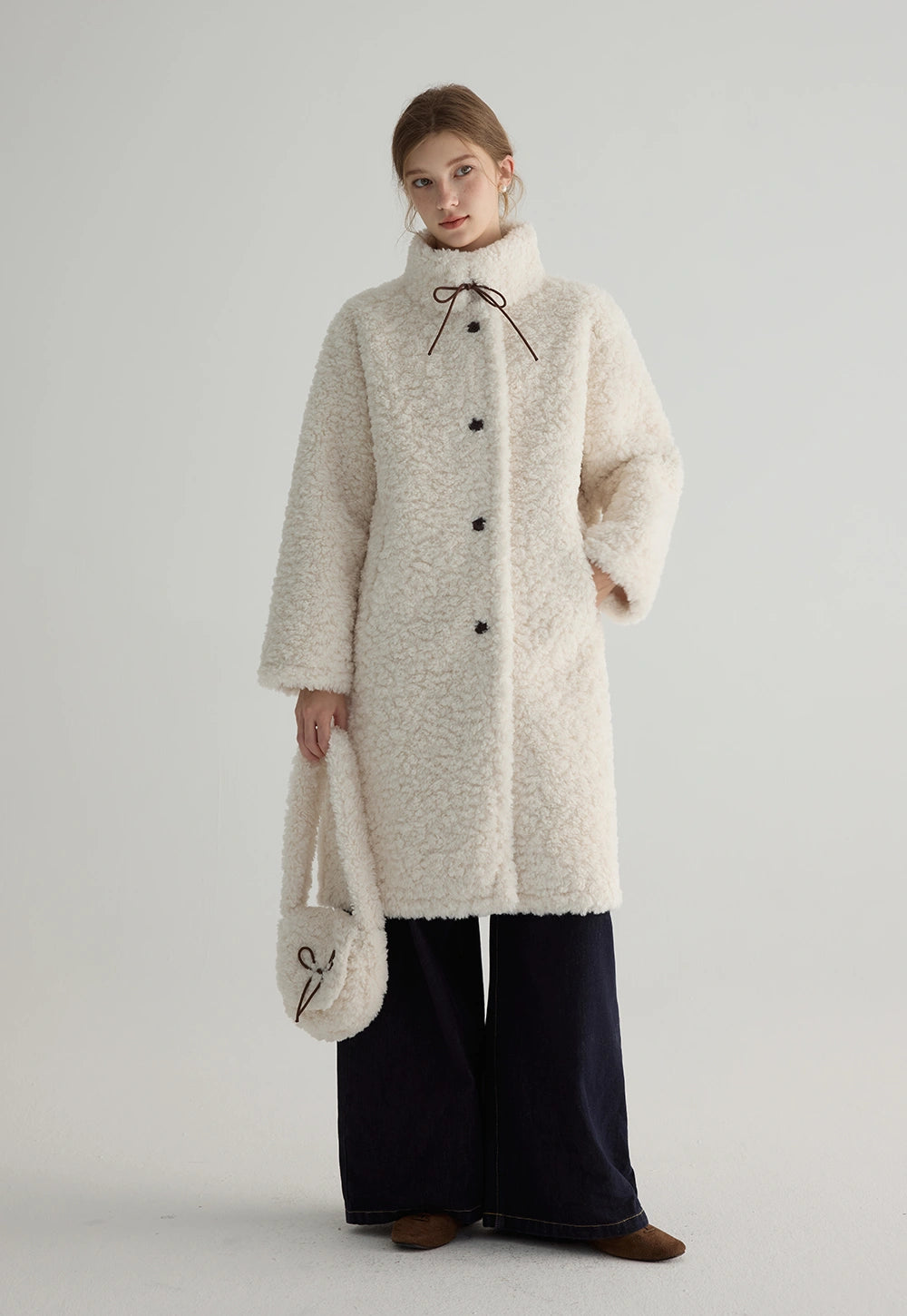 Toggle Button Shearling Long Coat