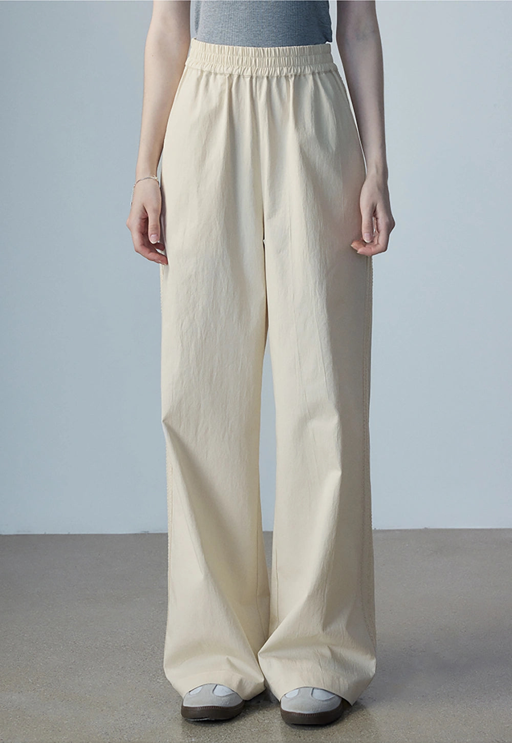 Women's Beige Wide-Leg Pants