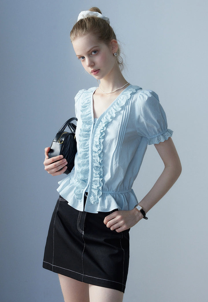 Women's Ruffled Lace Blouse