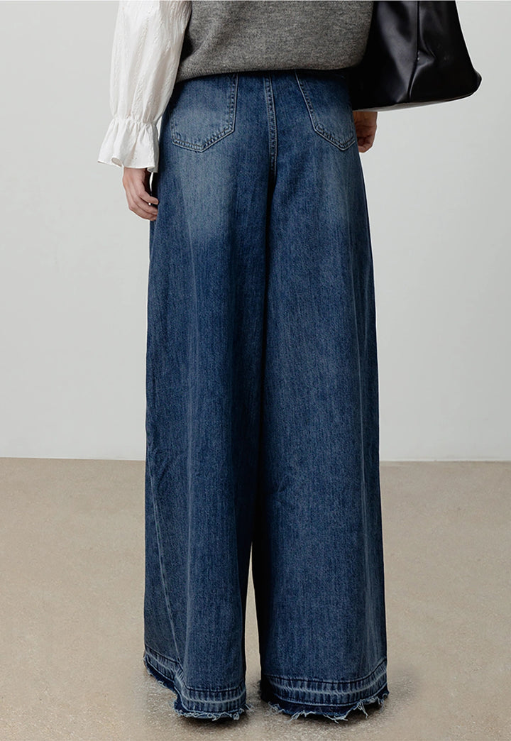 Women's Wide-Leg Faded Denim Jeans