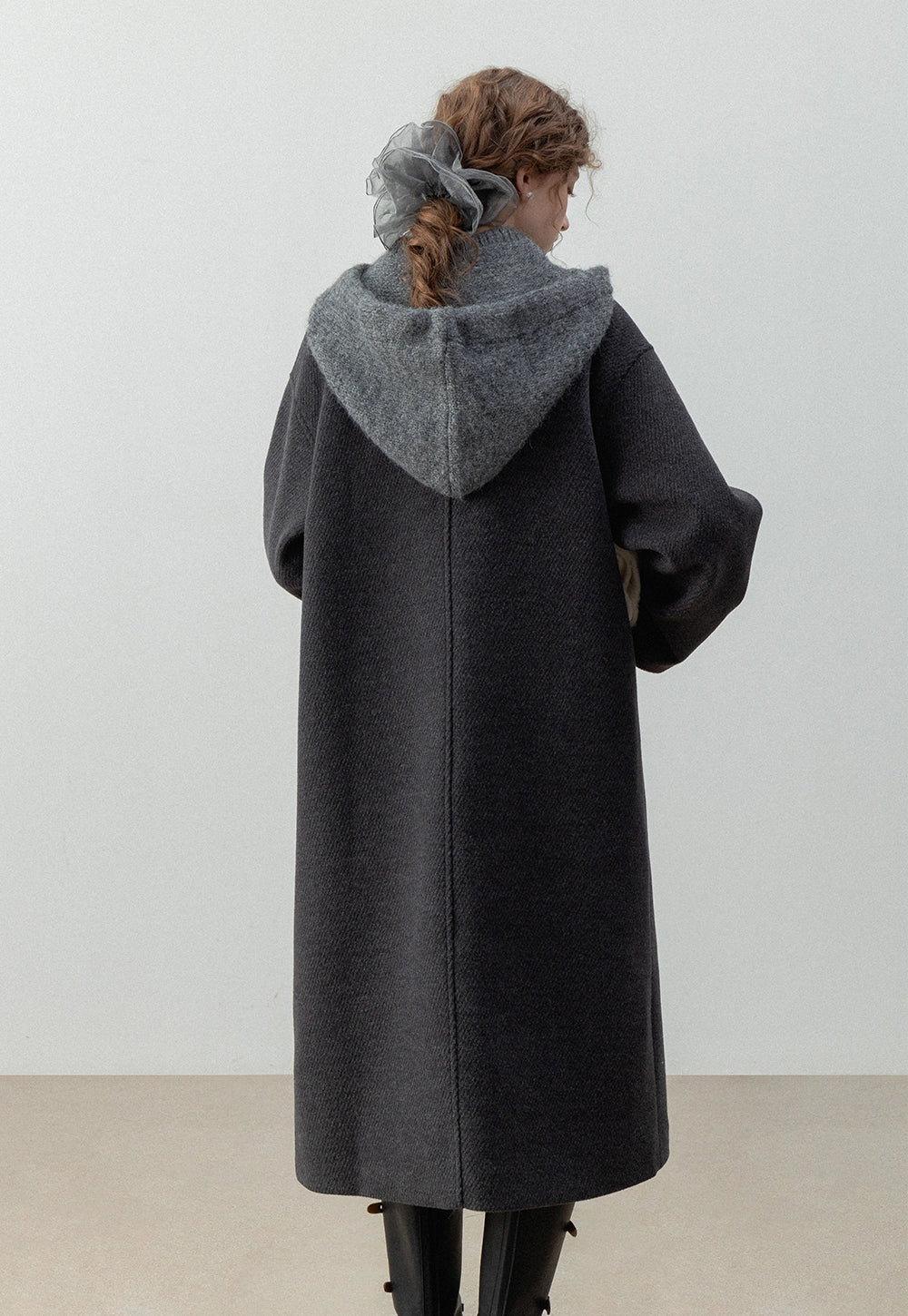 Women's Long Hooded Wool-Blend Coat