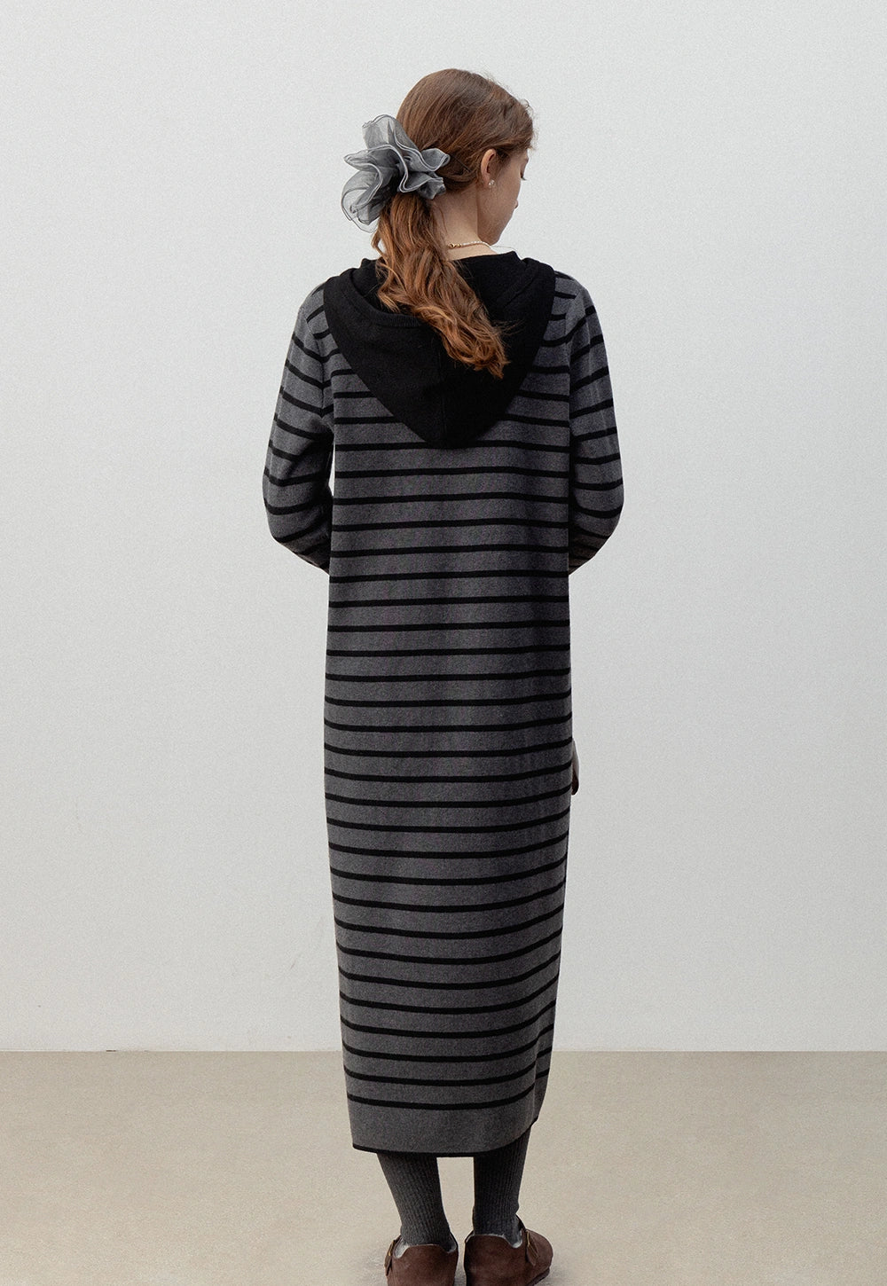 Striped Hoodie Midi Dress