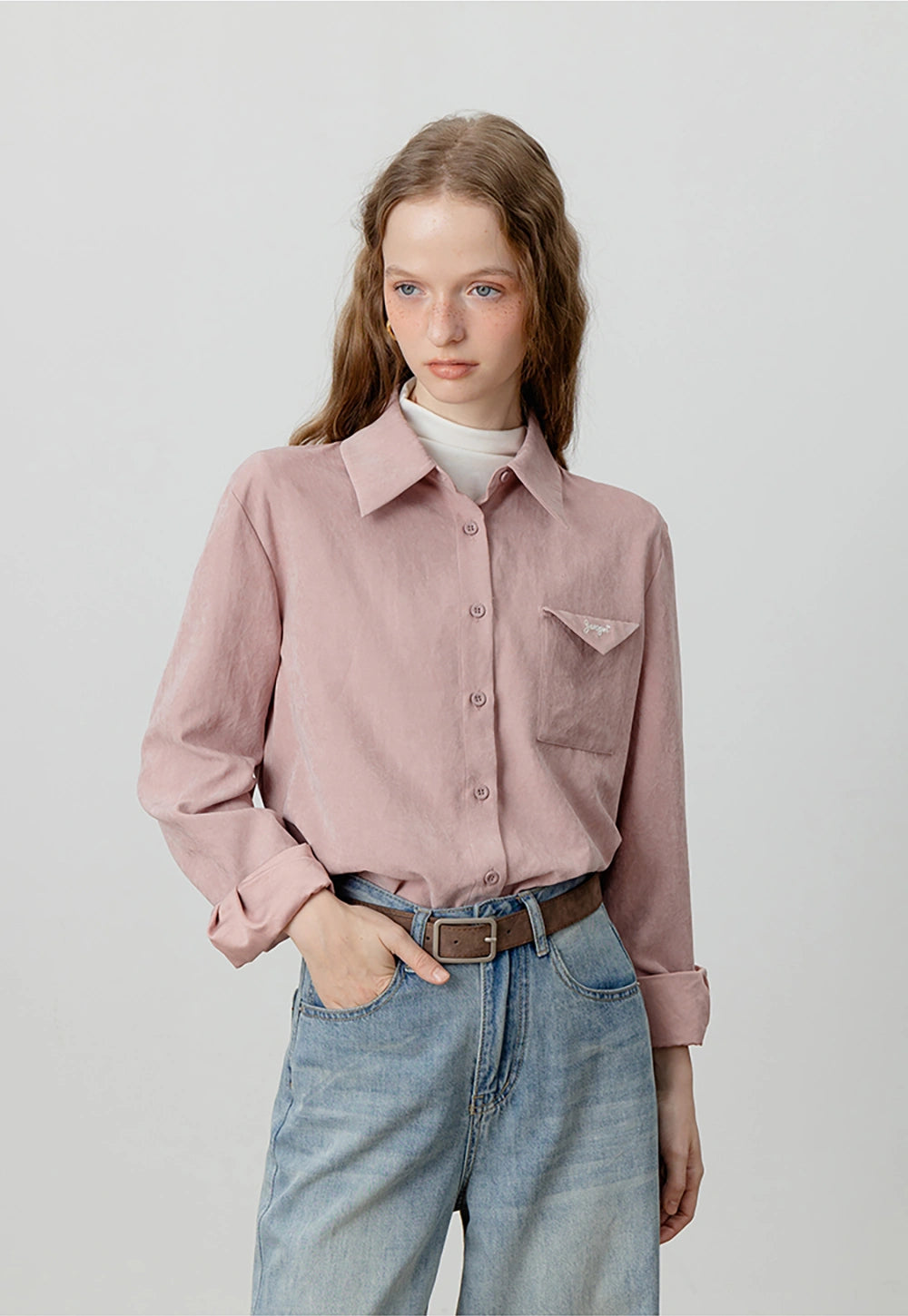 Women's Button-Up Shirt with Pocket Detail