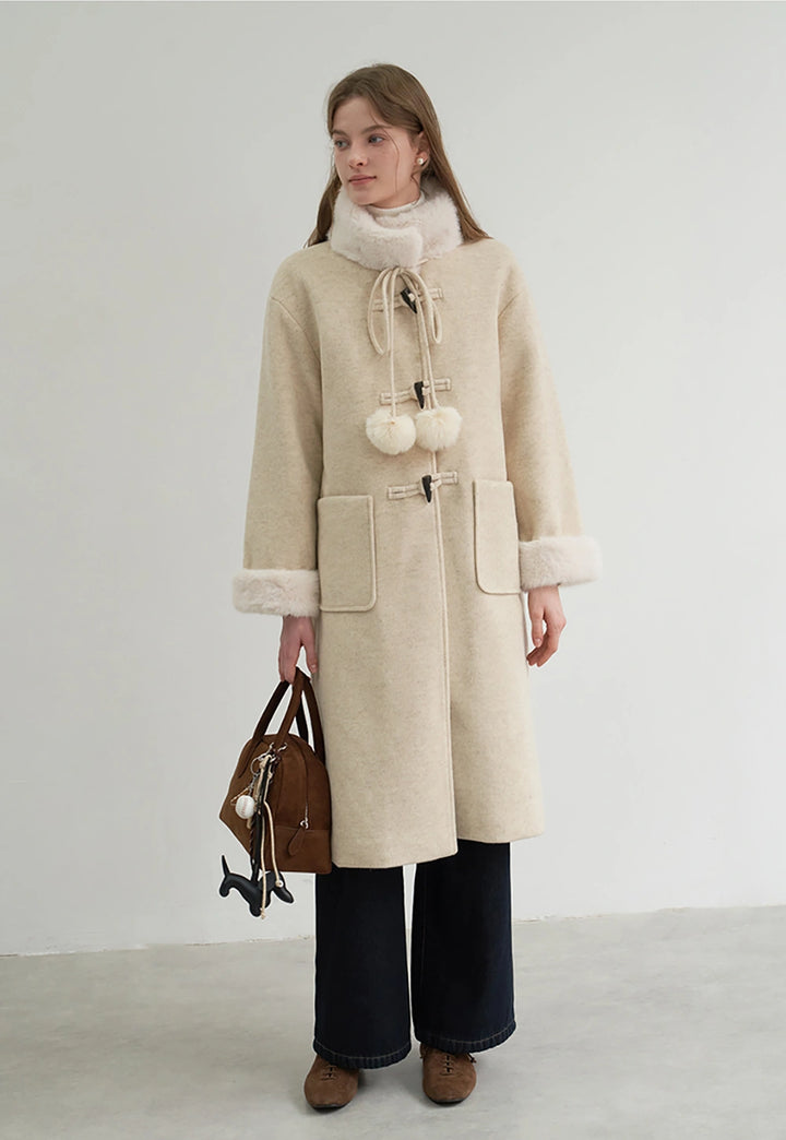 Women's Toggle Wool Coat - Long Winter Overcoat