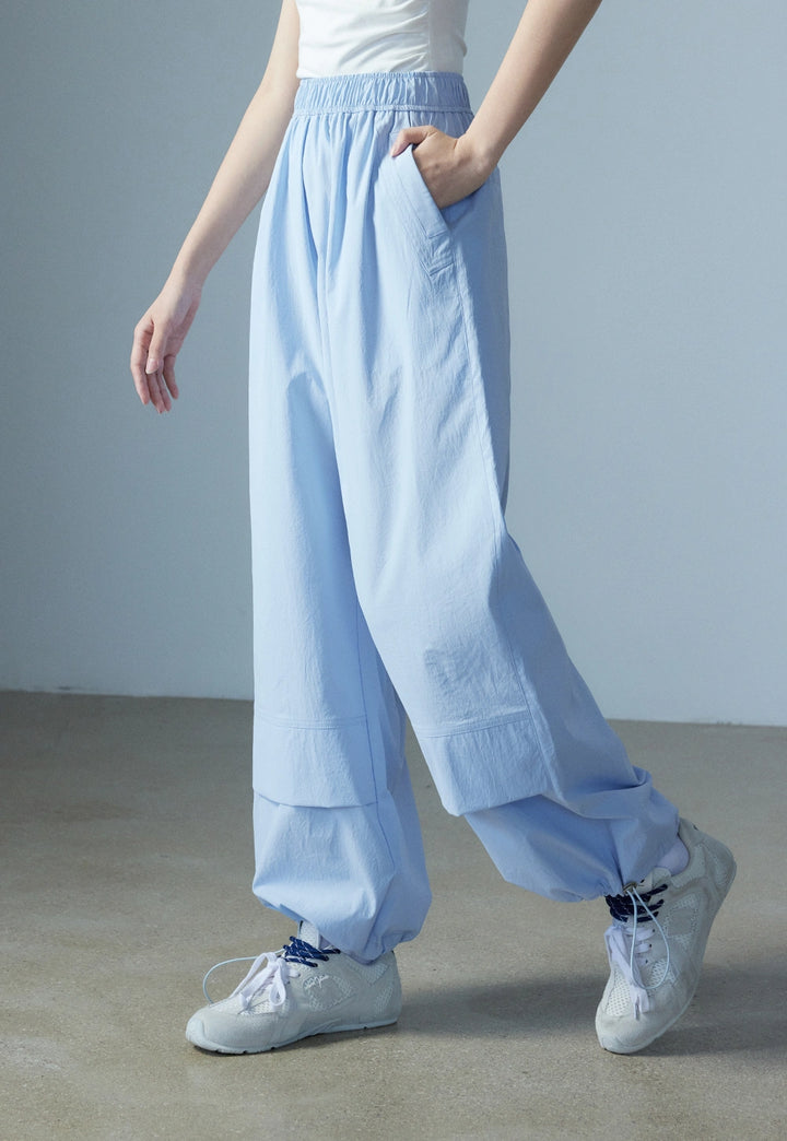 Pantaloni da donna con orlo con coulisse a gamba larga