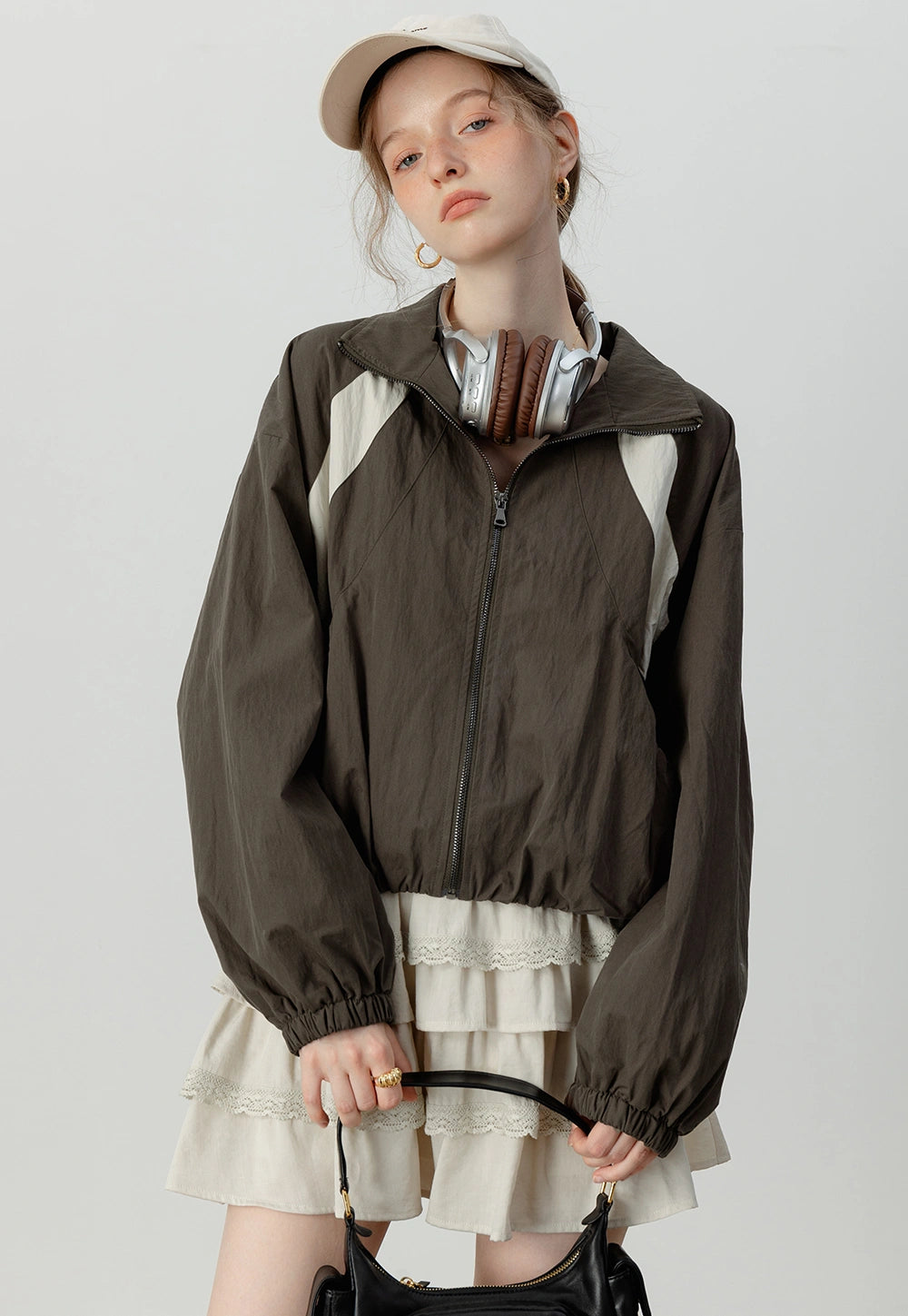 Women's Contrast Panel Windbreaker Jacket