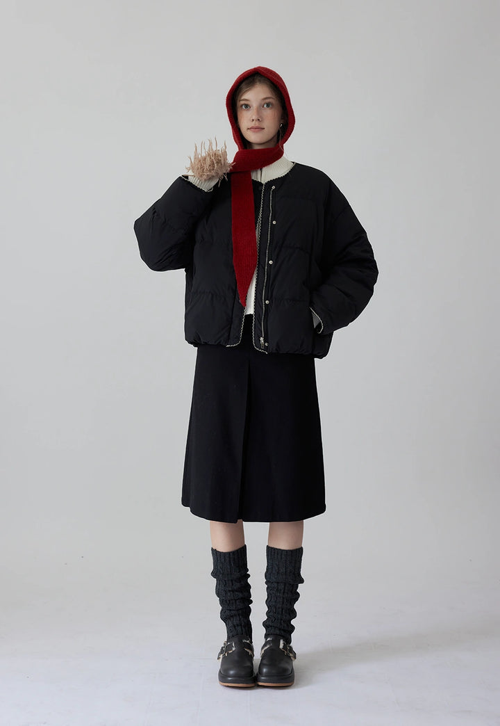 Women's Round Neck Zip-Up Coat