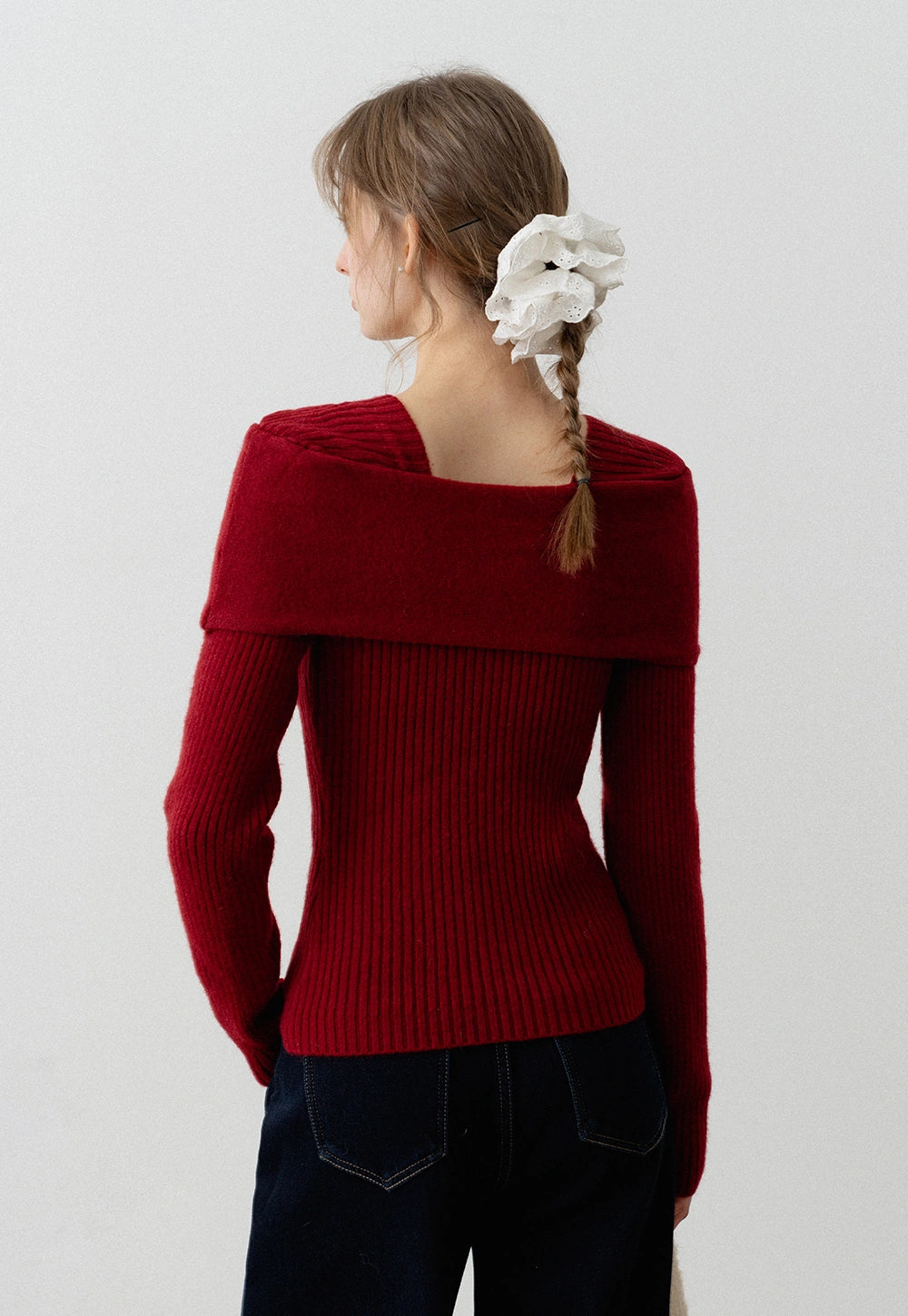 Women's Bow Tie Square Neck Fitted Sweater