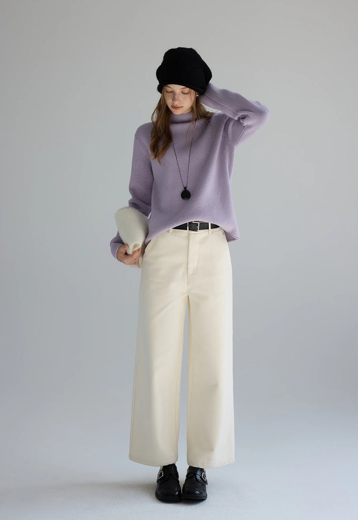 Wide-Leg Cream Trousers