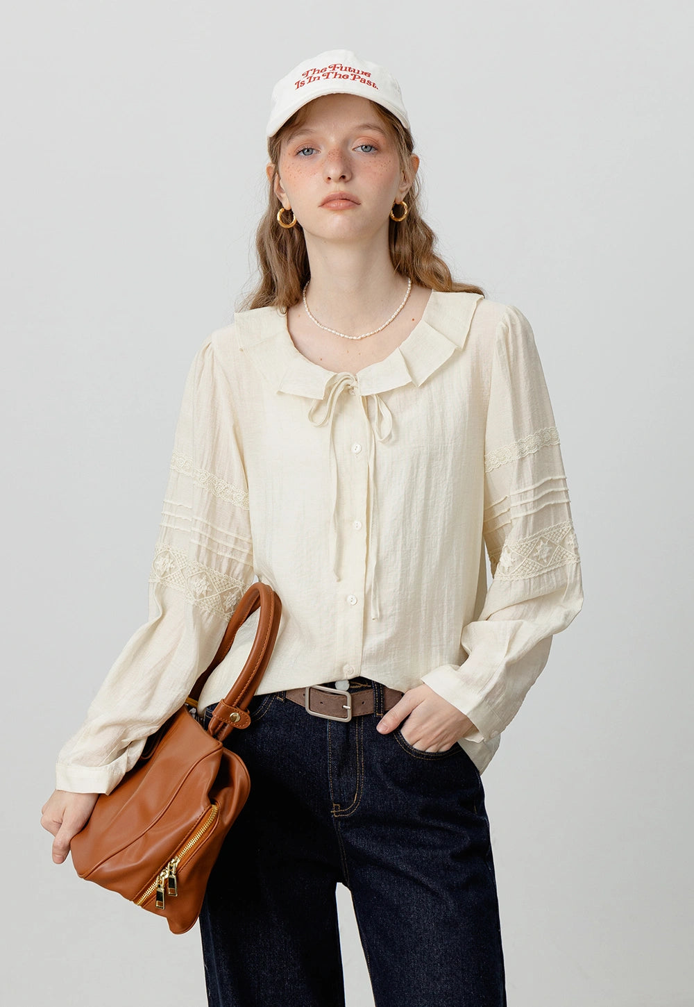 Women's Trimmed Long Sleeve Blouse