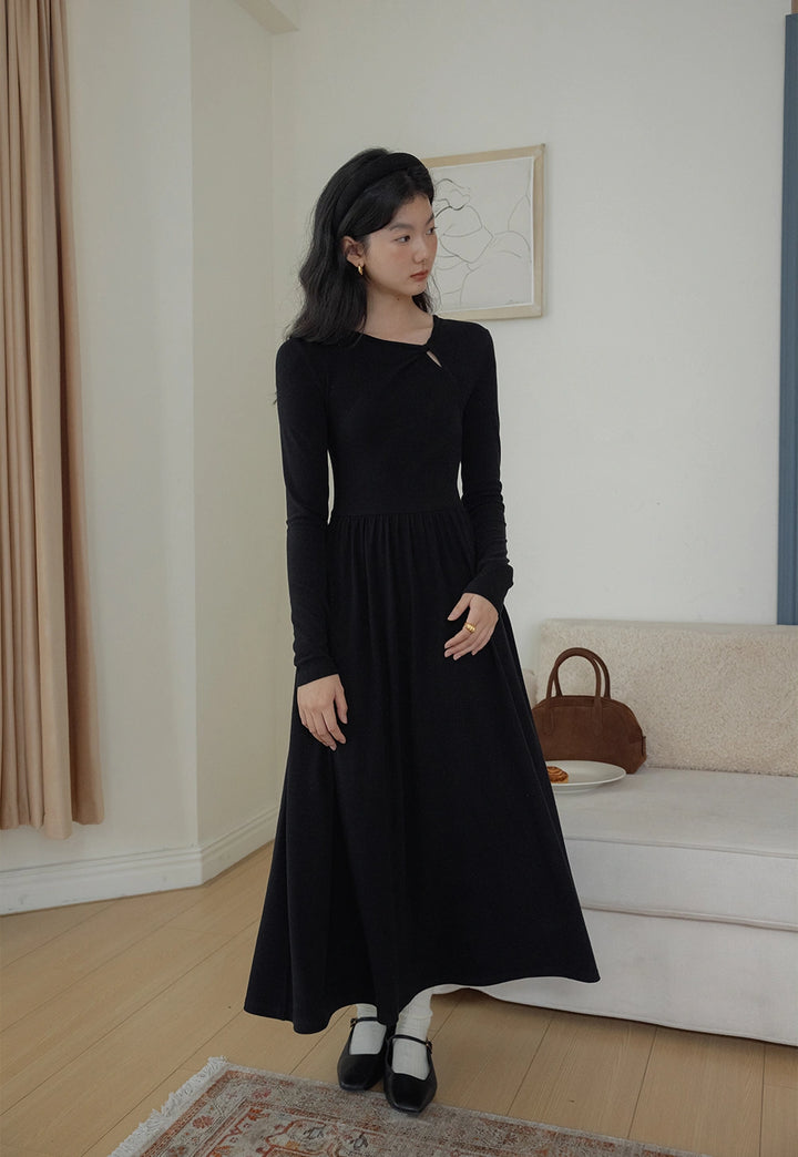 Women's Long-Sleeve Black Dress