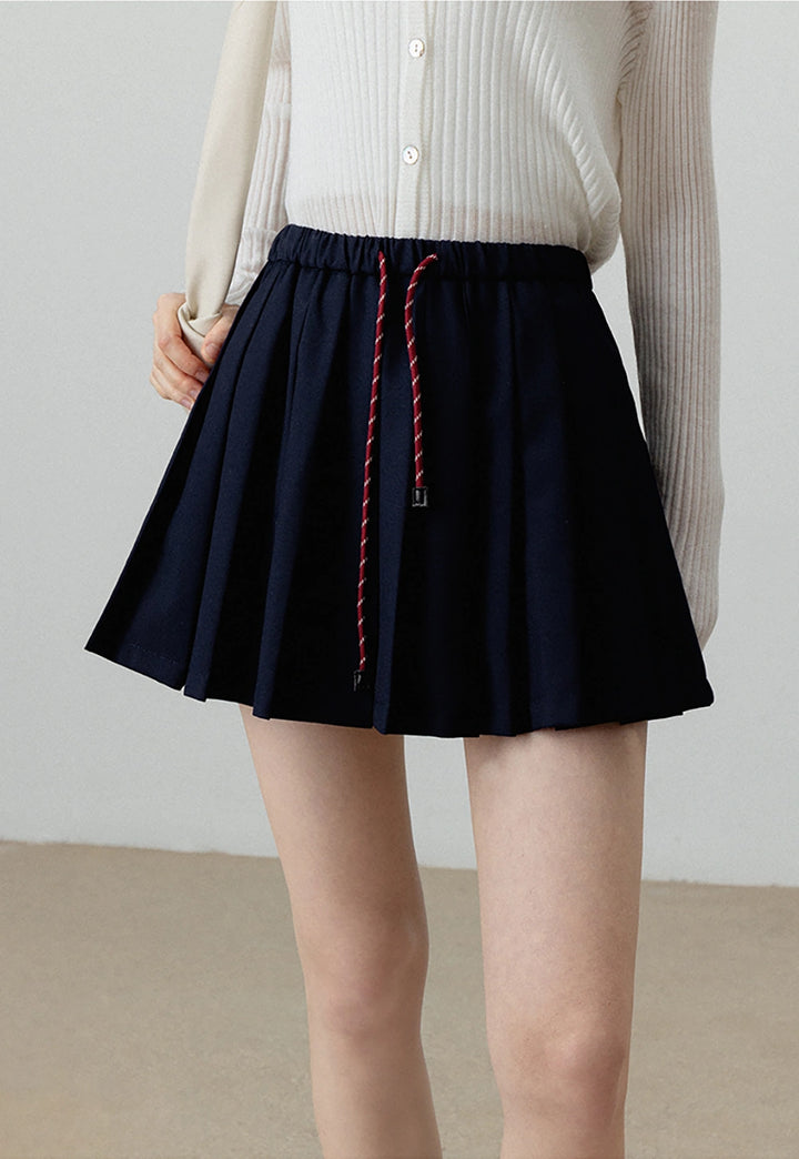 Women's Drawstring Pleated Midi Skirt