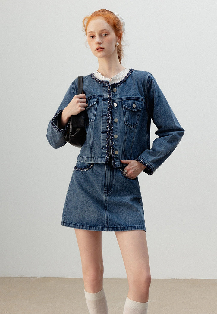 Women's Denim Jacket and Skirt Set