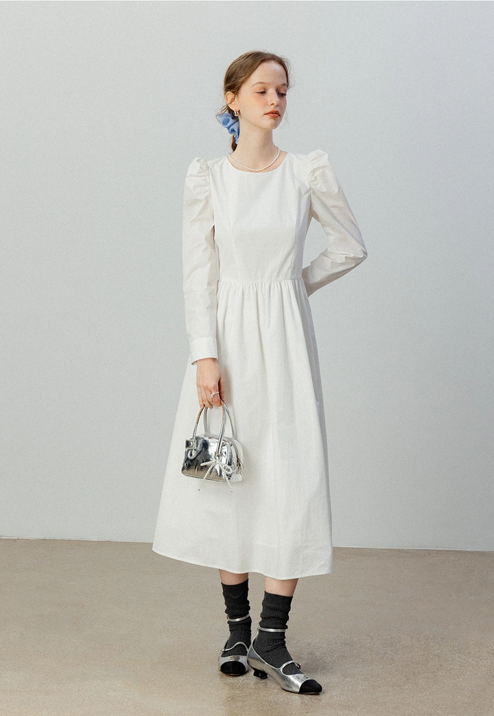 Women's Puff Sleeve Midi Dress