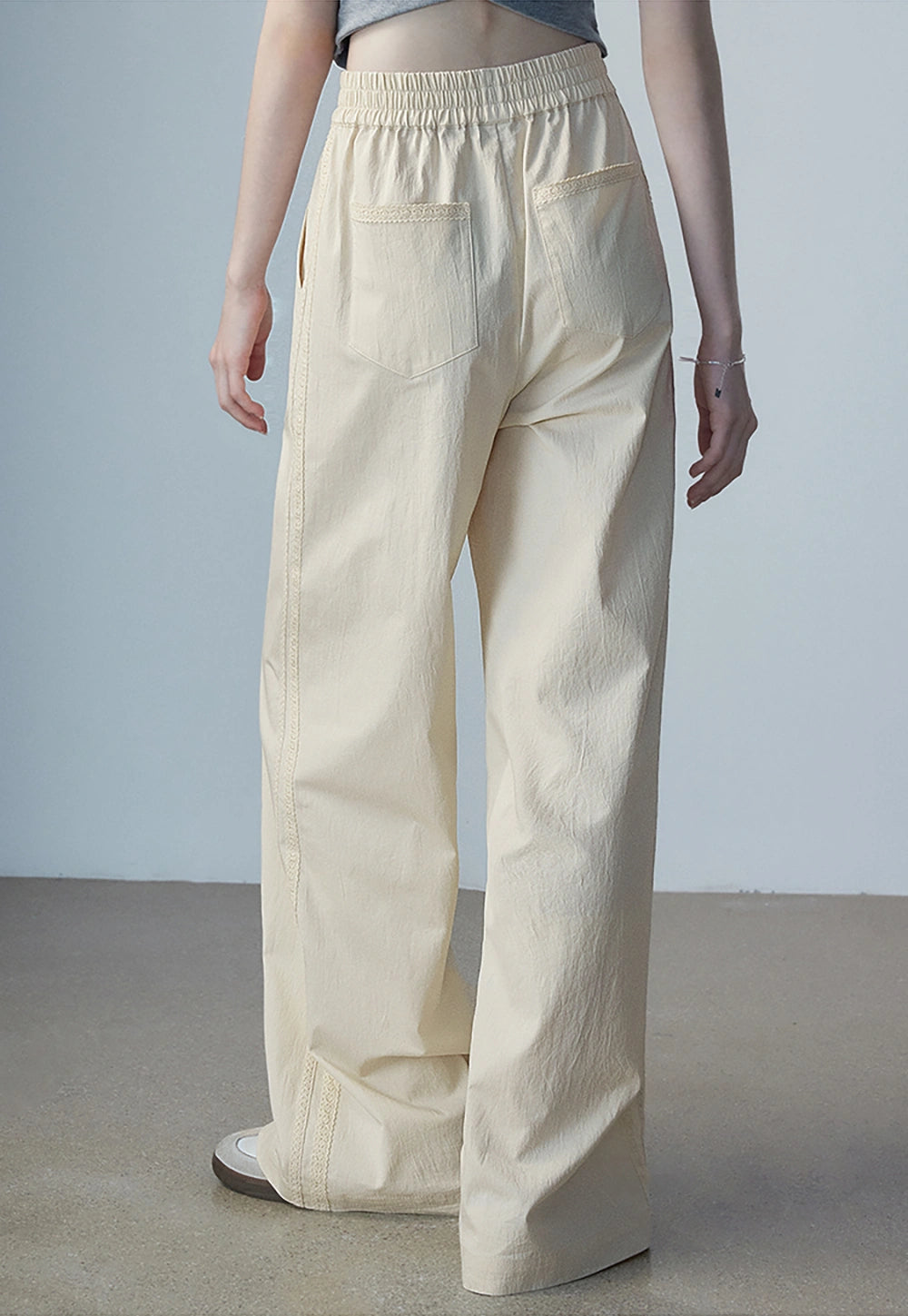 Women's Beige Wide-Leg Pants