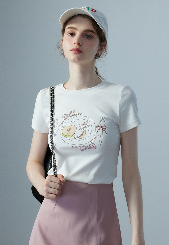 T-shirt à manches courtes et imprimé graphique pour femmes