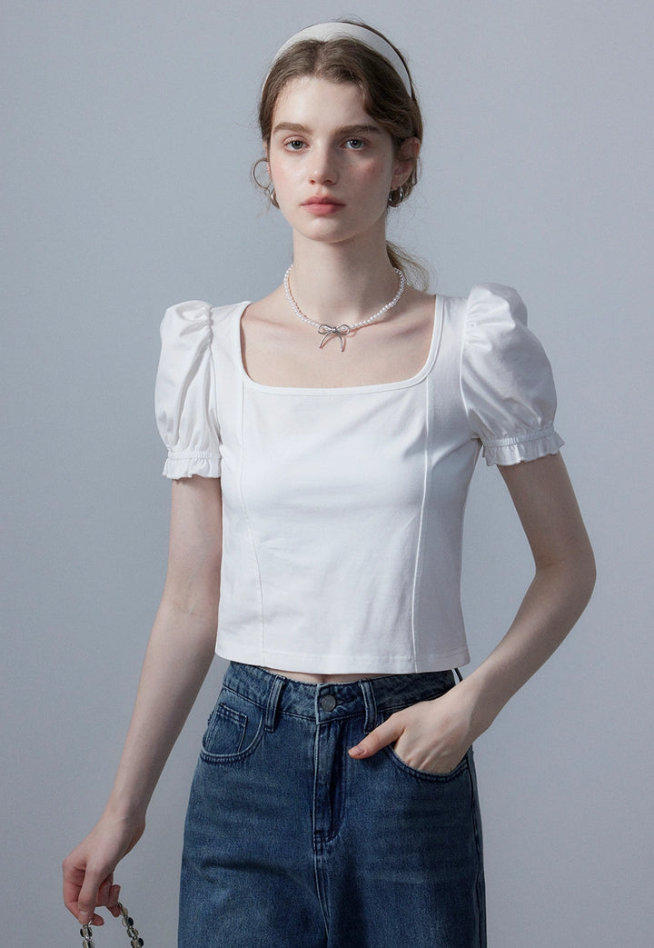 Women's Square Neck Puff Sleeve Top