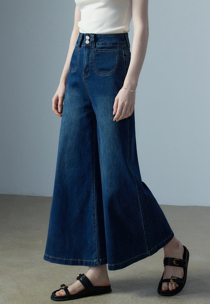 Women's High-Waisted Wide-Leg Denim Jeans