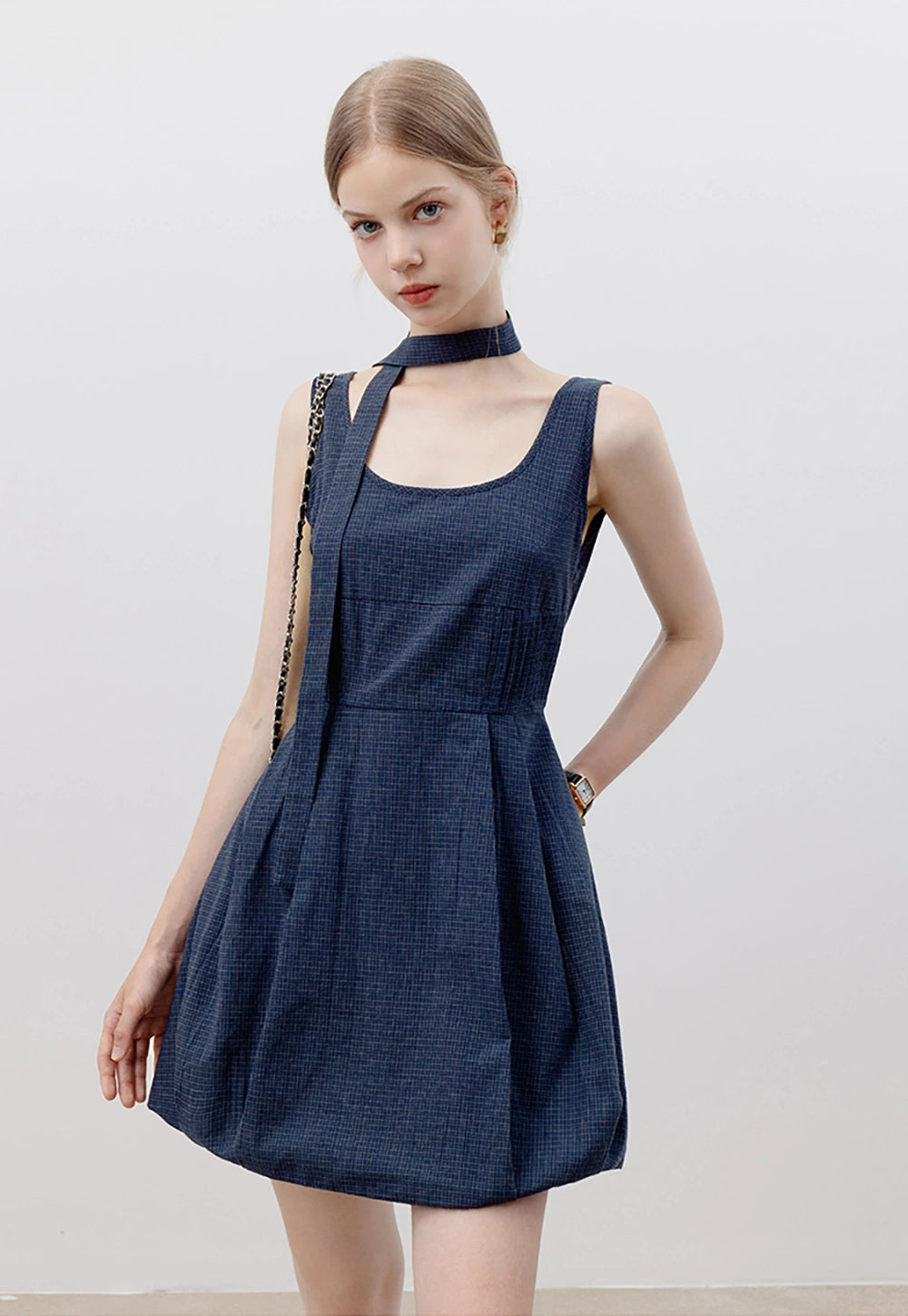 Women's Halter Neck Dress with Belt