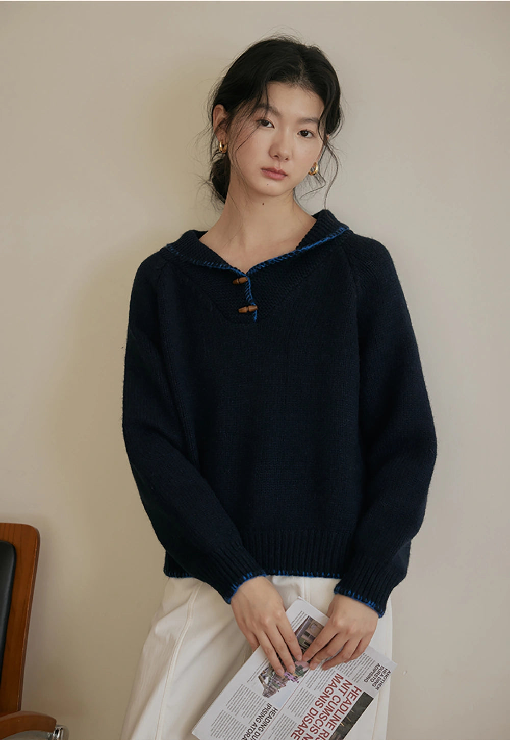 Women's Casual V-Neck Knit Sweater