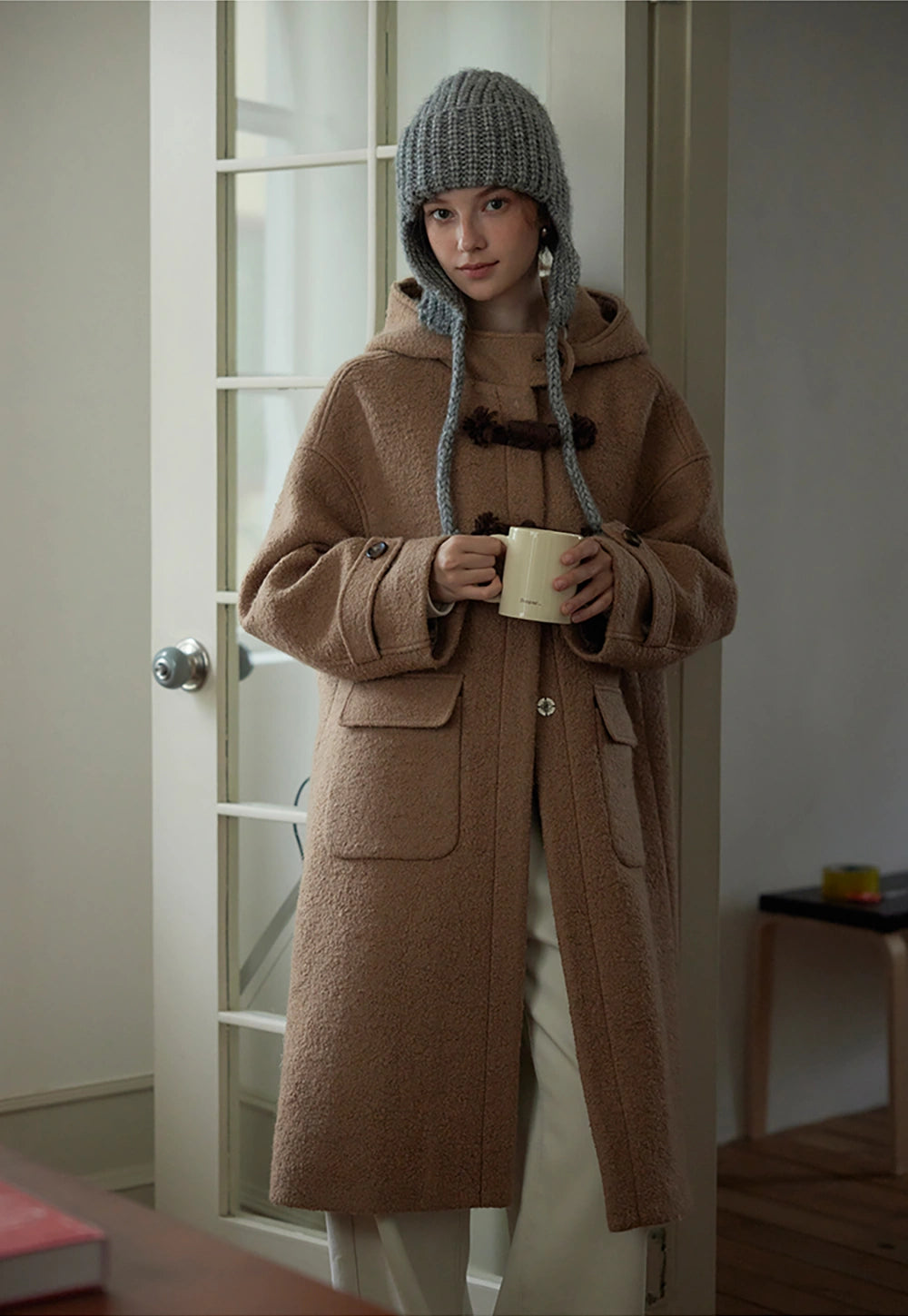 Women Thick Wool-Blend Hooded Coat