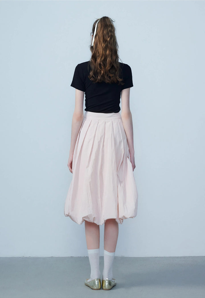 Women's Pink Pleated bud skirt - Soft Fabric, Flowing Silhouette