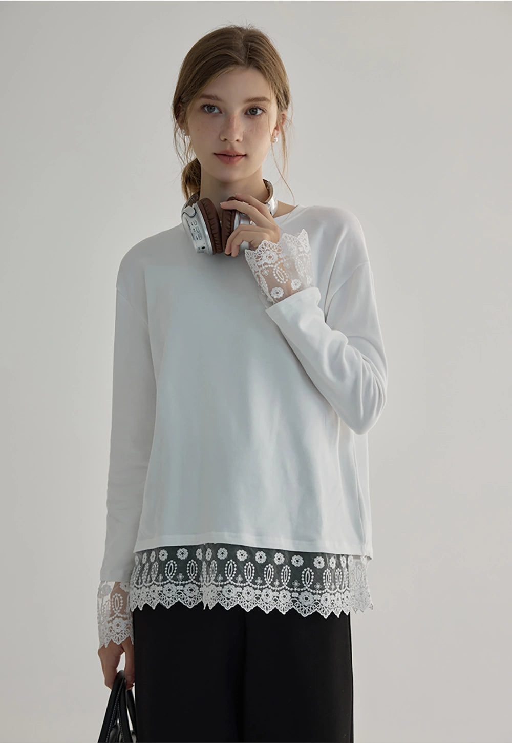 Women's Lace Trim Sweatshirt