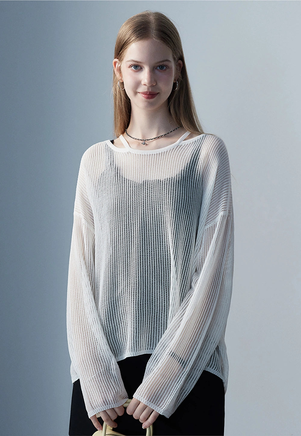 Langärmeliger Sonnenschutz-Strickpullover für Damen