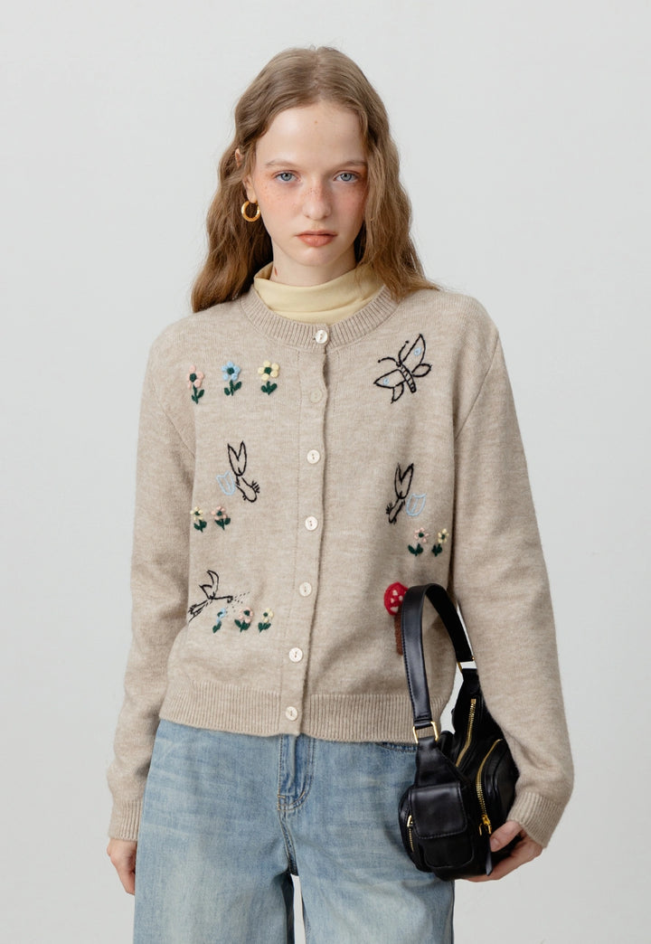 Embroidered Nature Cardigan