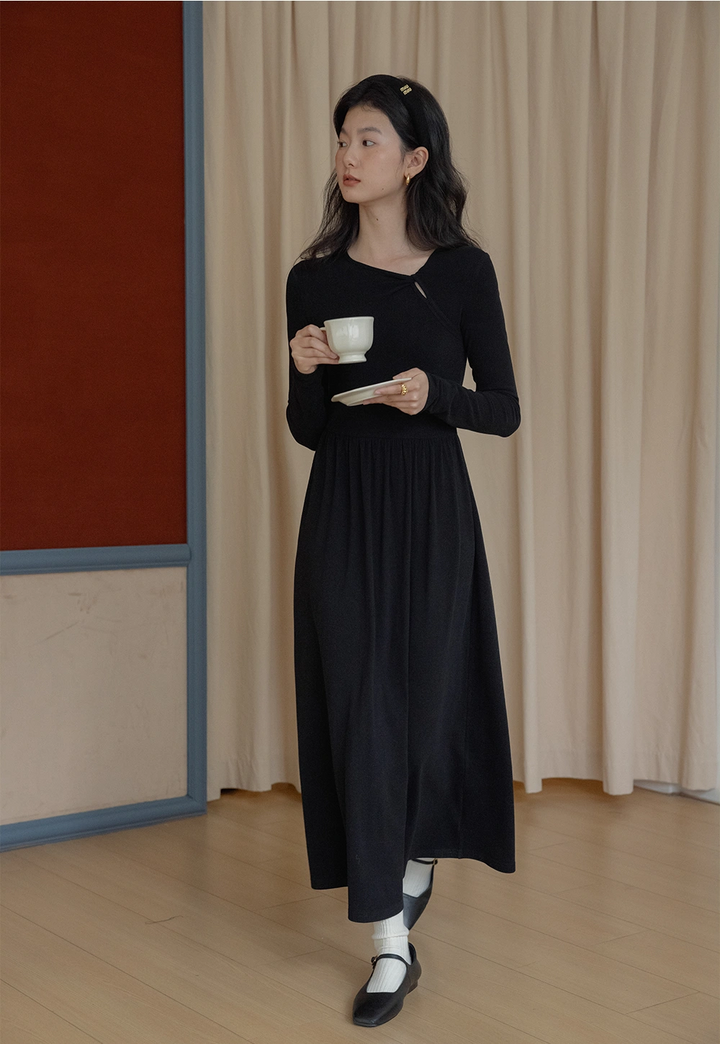 Women's Long-Sleeve Black Dress