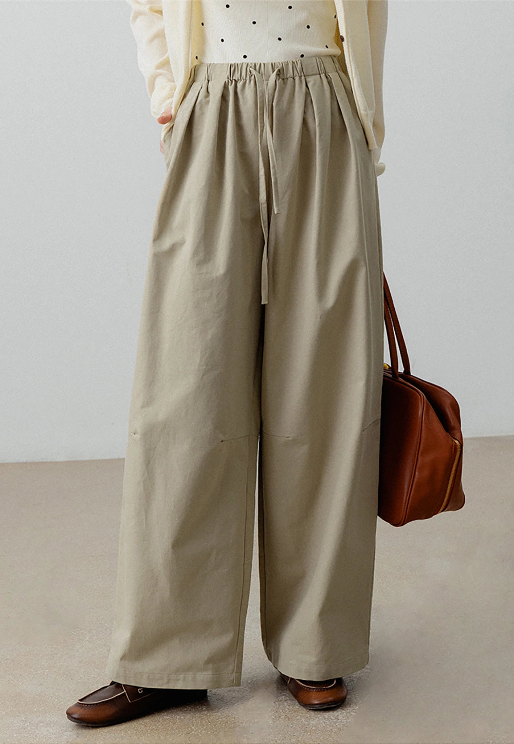 High-Waisted Wide-Leg Drawstring Pants