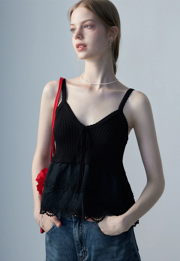 Women's Lace Trim Knitted Camisole