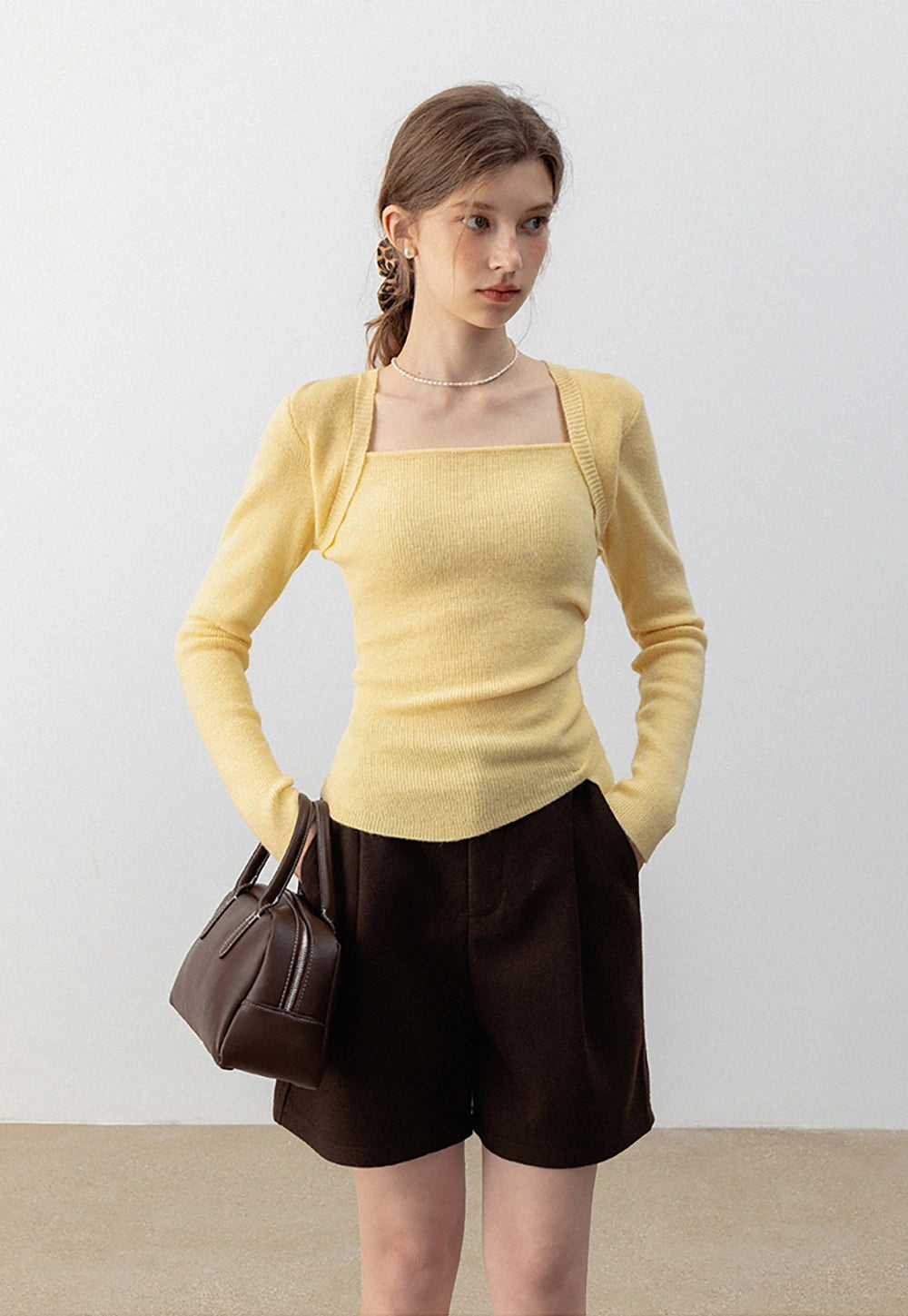 Square Neck Ruched Side Sweater