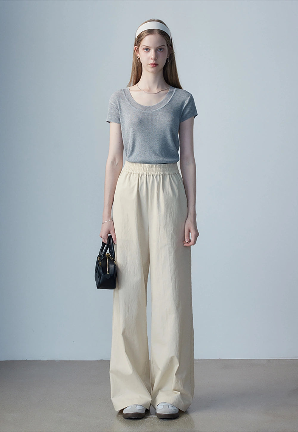 Women's Beige Wide-Leg Pants