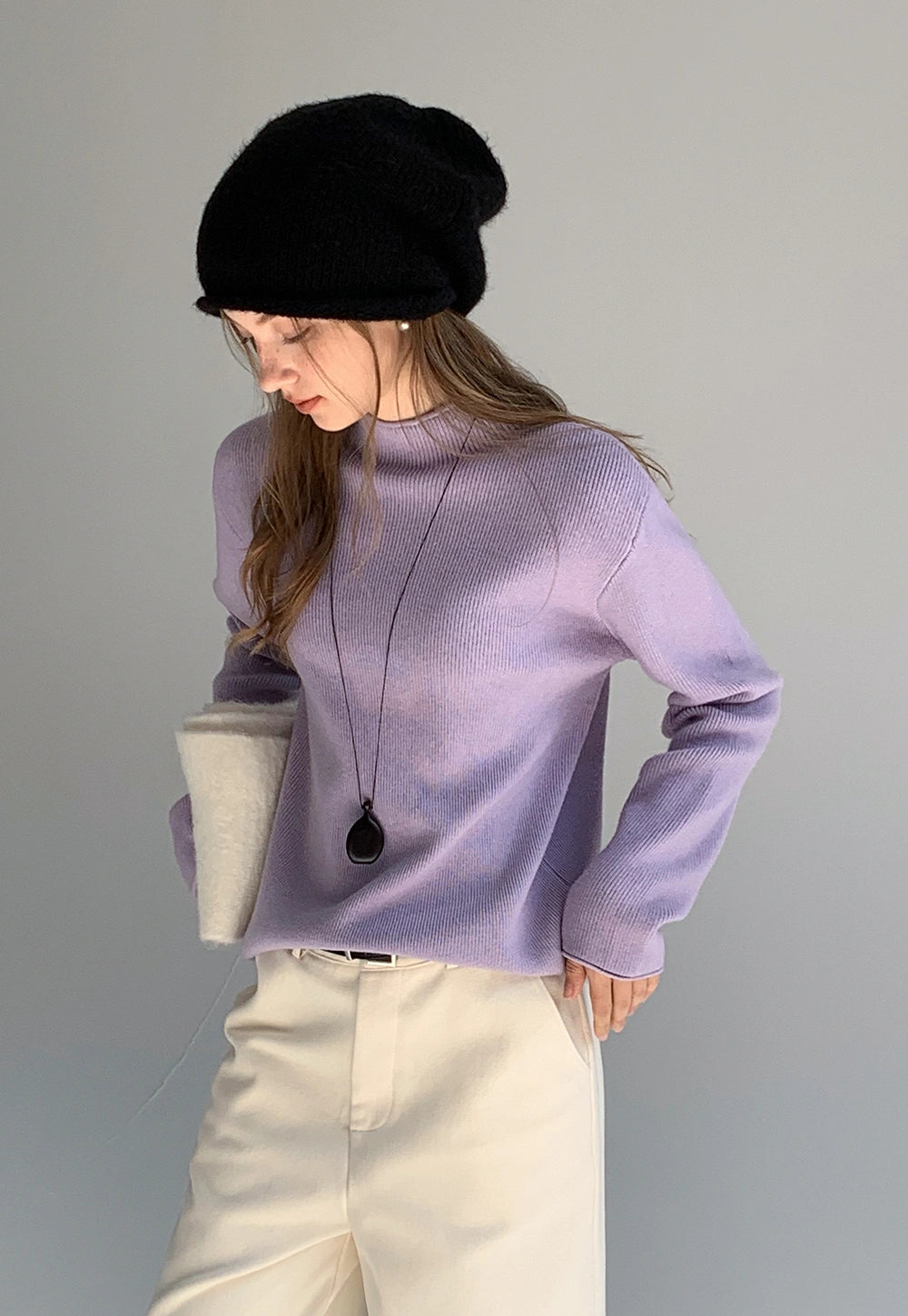 Women's Mock Neck Ribbed Sweater