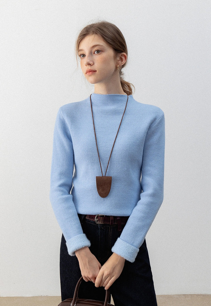 Women's Mock Neck Ribbed Knit Sweater